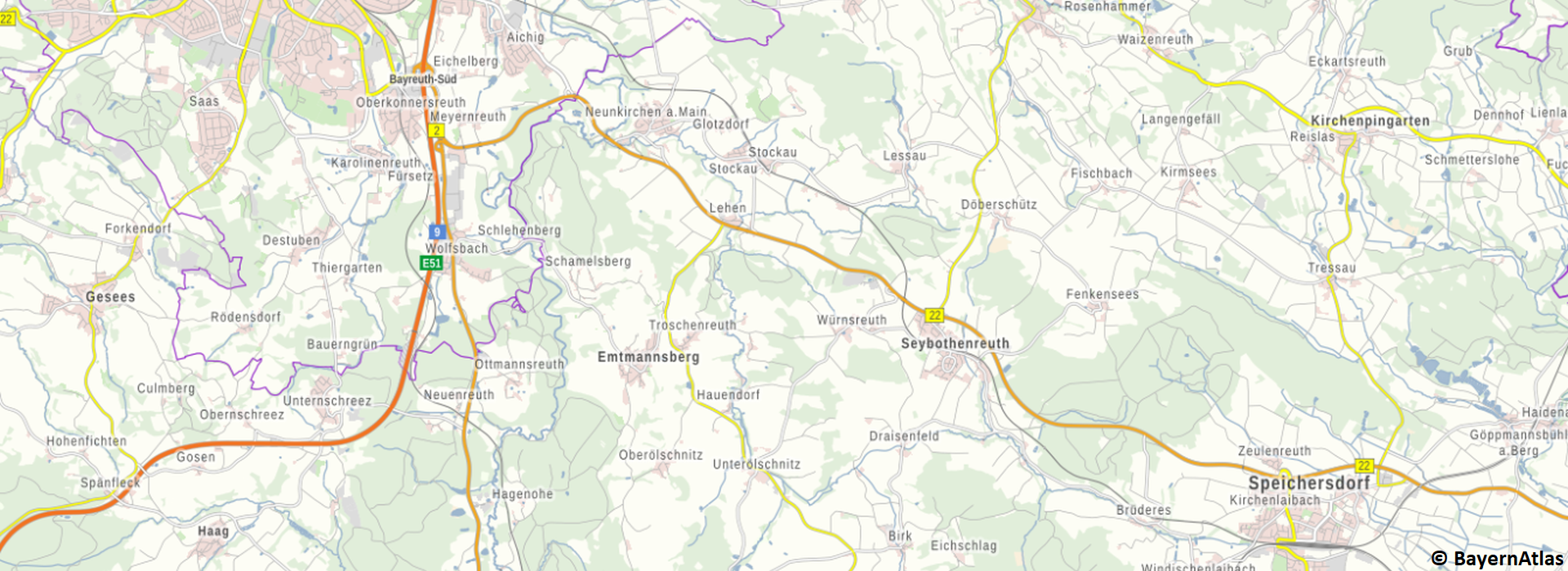 Gemeindekarte Emtmannsberg aus dem Bayern Atlas